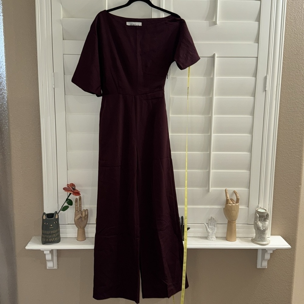 ALIEVA ANA OFF SHOULDER JUMPSUIT BLACK CHERRY
